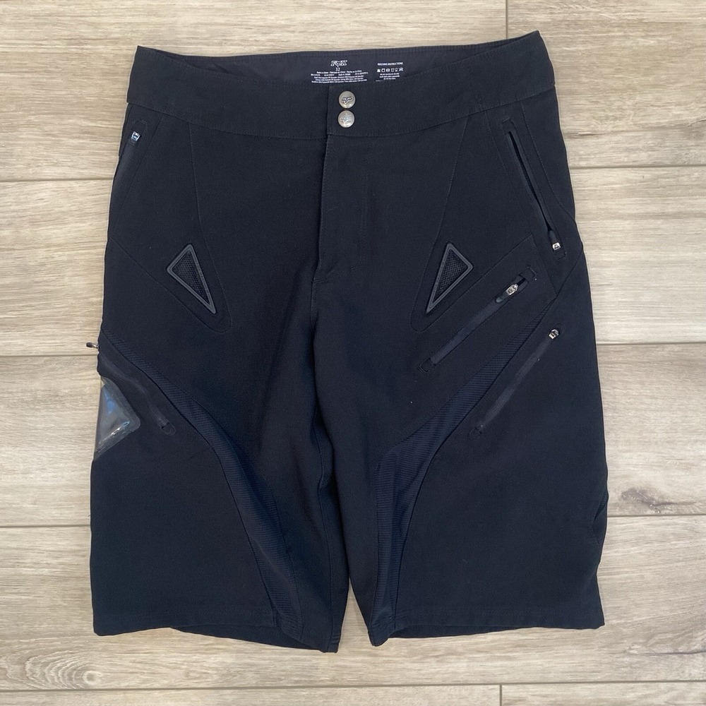 Fox Racing Lined Cycling Shorts Men's Size 32x13 Zipper Pockets Sportswear Y2K